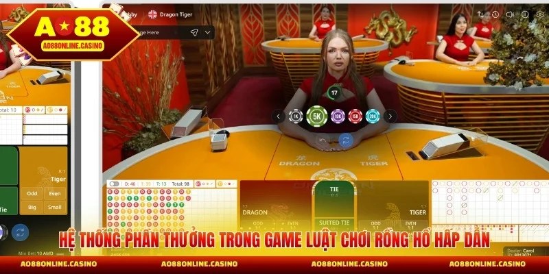 Hệ thống phần thưởng trong game luật chơi Rồng Hổ hấp dẫn